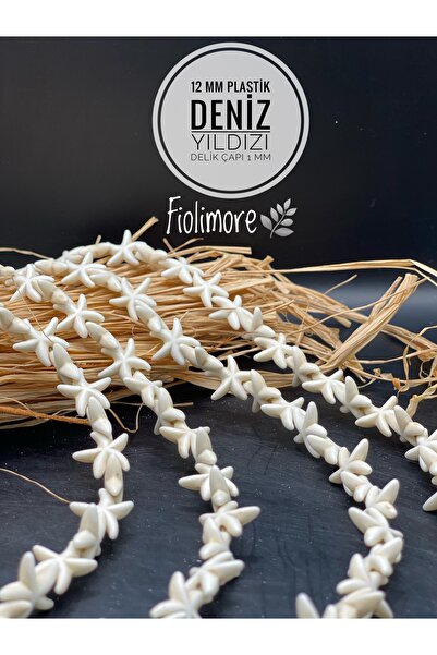 Fiolimore 12 mm Ecru Plastic Starfish Beads (34 Pieces) Hole Diameter 1 mm Je...
