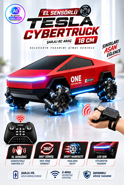 YILDIRIM OYUNCAK El Sensörlü Uzaktan Kumandalı Şarjlı Tesla Cybertruck Araba ...