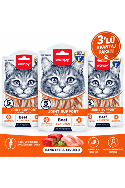 Wanpy Joint Support Dana Etli Tavuklu Kedi Ödül Maması 70 Gr x 3 Adet – 210 Gr