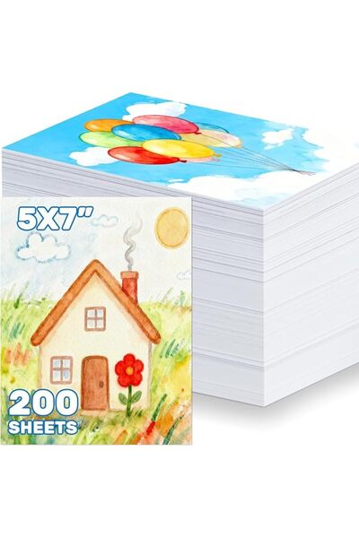 TERRIFI 20 Sheets 5 x 7 Inch Watercolor Paper, Cold Press White Art Pad, Thic...