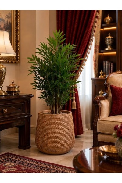 Generic Brand وعاء نباتات أنيق منسوج مع نخيل أخضر كثيف للديكور الداخلي - إكسس...