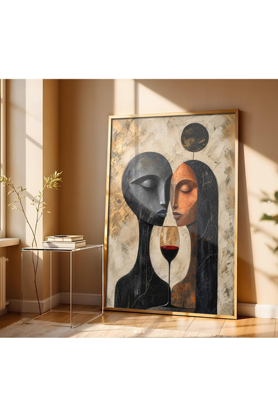 alphobitasarım Minimalist ve Bohem Tarz Çift Figürü Yüksek Kaliteli Ahşap Çer...