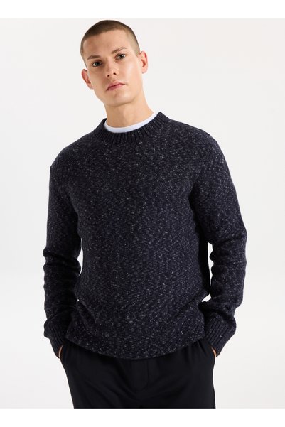 JEEP Navy Men's Crew Neck Relaxed Knit Sweater J5WM-KZK7867