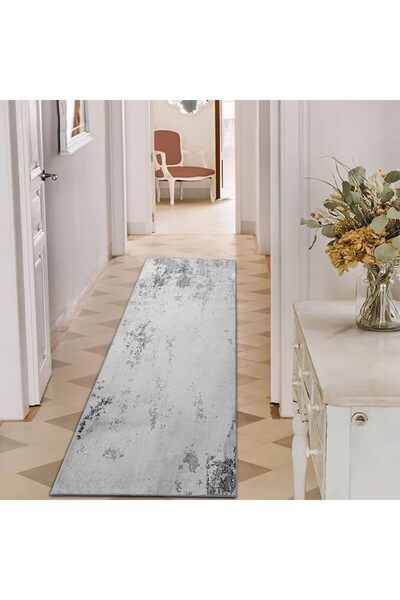 TINYBOY Tiniboy-Hbco Rectangular Carpet, Polyester, Grey/Cream, Runner, Machi...
