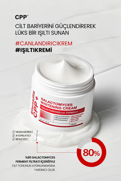 ELENSILIA %80 Galactomyces İçeren Probiyotik Ve Matrixyl 3000 ve EGF Destekli Aydınlatıcı Yüz Kremi CPP Galactomyces Whitening Cream