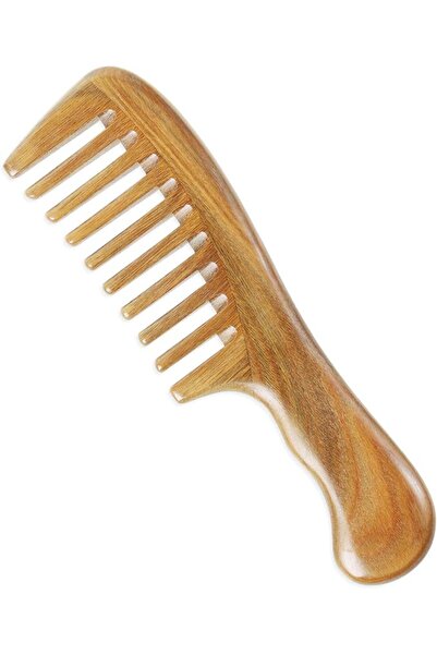 GENERAL Handmade 100% Natural Green Sandalwood Hair Combs - Anti-Static Sanda...