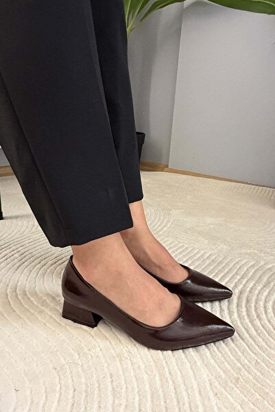 Preshley Women's Mora Brown 3.5 cm Thick Heeled Shoes
