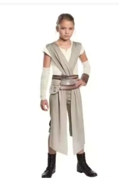 Funny Party Team Costum Star Wars Rey pentru Copii – Tunica cu Centura si Acc...