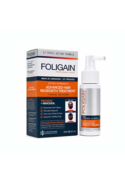 FOLIGAIN Λύση για την Ανάπτυξη Μαλλιών για Άνδρες, Μινοξιδίλη 5%, Τριοξιδίλη ...