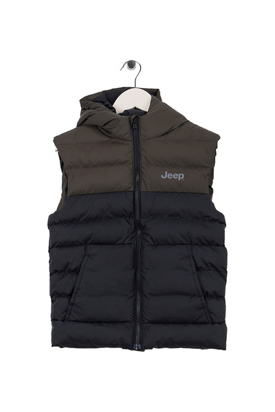 JEEP Boys' Black Printed Puffer Vest J4WB-YLK7717