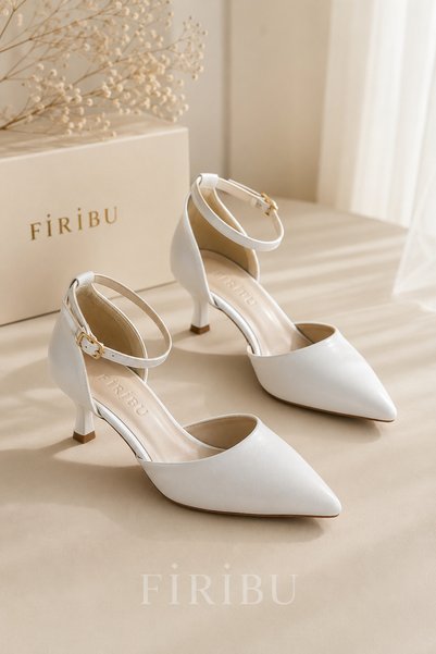Firibu Kadın Sivri Burun İnce Topuklu Stiletto Bilekten Tokalı Şık Abiye Düğü...