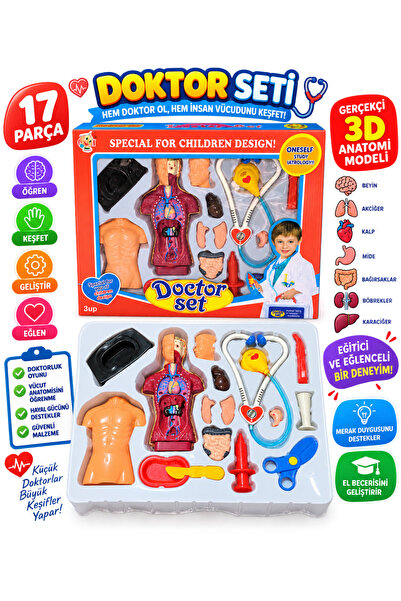 LRS STORE Oyuncak Doktor Seti İnsan Anatomisi Full Set 17 Parça İnsan Organla...