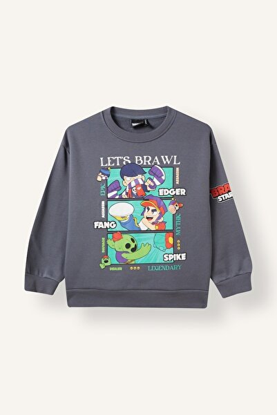 DeFacto Brawl Stars Crew Neck Soft Fleece Thick Sweatshirt for Boys I3120A826Wn