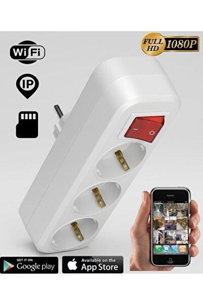 SICAK TAKİP Beyaz 3lü Kablosuz Wifi Priz Kamera Gizli Güvenlik 1080P HD Kalite