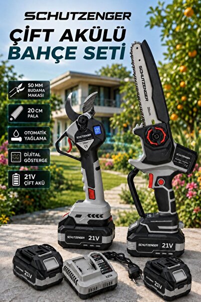 SCHUTZENGER BAHÇE SETİ TELESKOPİK KOL UYUMLU DAL BUDAMA MAKASI 50mm ODUN KESM...