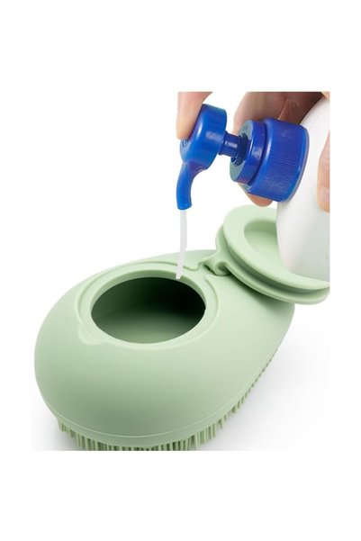 Generic Brand Silicone Shower Massage Loofah with Chamber - with Hanging Handle - Soft Silicone Bristles