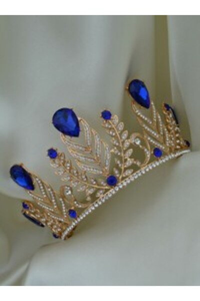 Stoneage Wedding engagement henna bride crown - blue -