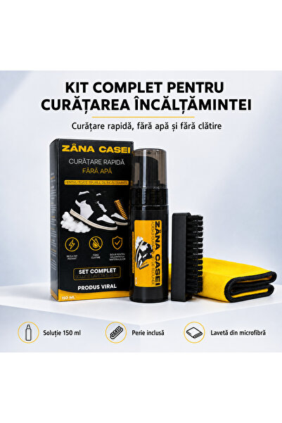 Zâna Casei Kit complet pentru curățarea pantofilor – Spumă de 150 ml, perie ș...
