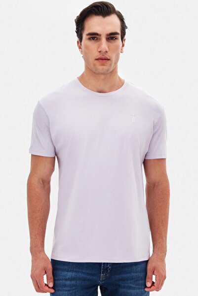 Twn Slim Fit Galactic Lilac Plain Embossed Printed T-Shirt