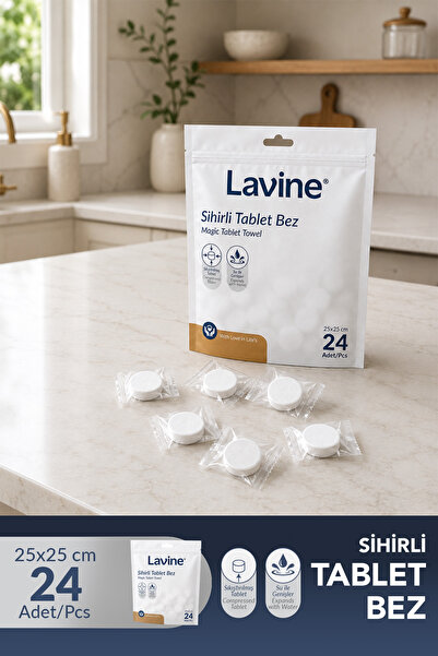 Lavine 24’lü Sihirli Tablet Bez 25x25 cm – Su ile Açılan Çok Amaçlı Temizlik ...