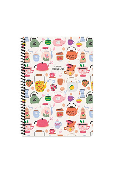 KESKİN COLOR Coffee Spiralli Beyaz Karton Kapak 80 Yaprak A4 Çizgili Defter