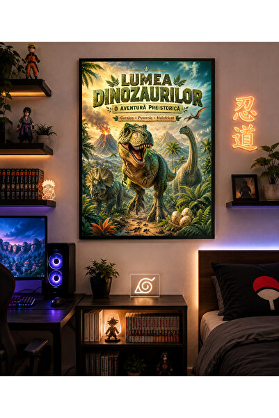 Miutic Print Studio Tablou decorativ pentru copii „Lumea Dinozaurilor”, Tablo...