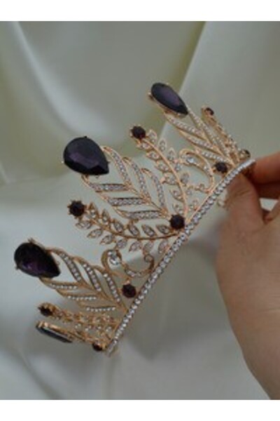Stoneage Wedding engagement henna bride crown - purple -