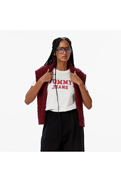 Tommy Hilfiger Tommy Jeans Regular Varsity Kadın Beyaz T-Shirt