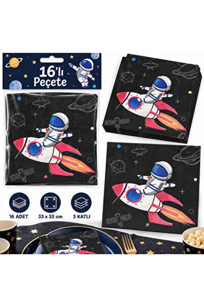 Partifabrik Uzay Astronot Galaksi Temalı 16 lıPeçete