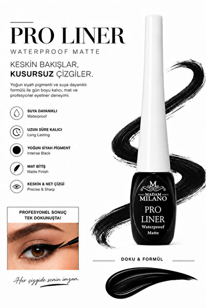 Mas'dala EGAR Suya Dayanıklı Mat Siyah Kalıcı Profesyonel Eyeliner Dipone Kes...
