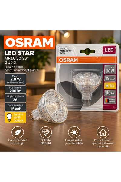 Osram Bec LED LED STAR MR16 – GU5.3, 2.8W, 200 lm, θερμό φως