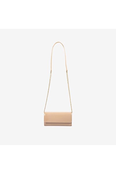 KEMAL TANCA Women's Vegan Nude Patent Leather Elegant Chain Strap Shoulder Ba...