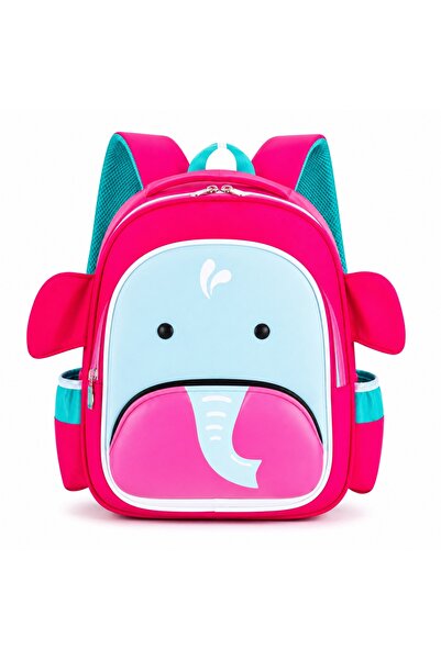 velve Ghiozdan copii pentru gradinita cu animalute 3D, 32 x 27 cm, Balena roz