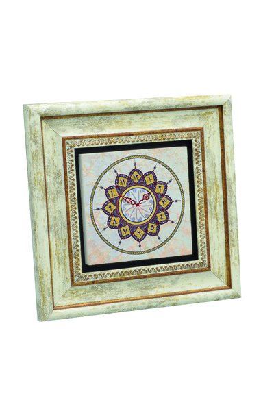 Sadrazam Tezhip Art Clock Pattern Printed Natural Stone Table 20X20 1G-Tezhip...