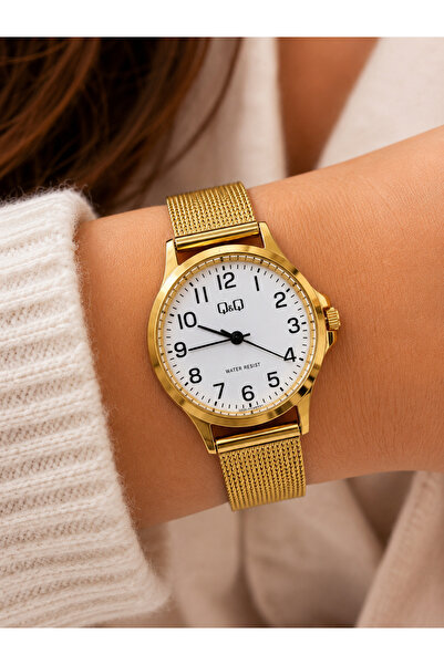 Q&Q Women's Wristwatch Gold Color Mesh Steel Band Casual and Stylish Combinat...