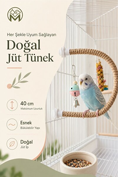 Mivra Pets عصا طيور مرنة من الجوت الطبيعي بطول 40 سم - عصا قابلة للثني للقفص