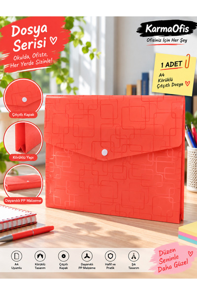 KarmaOfis A4 Bellows Snap File |   Large Volume Pp Document Folder – Orange C...