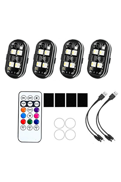 Choice 4pcs Light with RC Wireless LED Strobe Lights Car Decor Atmosphere Lig...