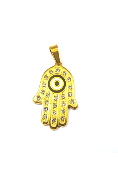 NO BRAND Χέρι της hamsa χρυσό μεταλλικό κρεμαστό με ματάκι ατσάλι 27.5x19mm (...