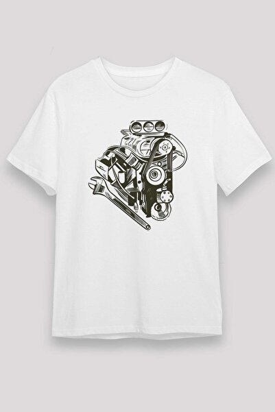Darkhane Car Mechanic White Unisex T-Shirt T-Shirt