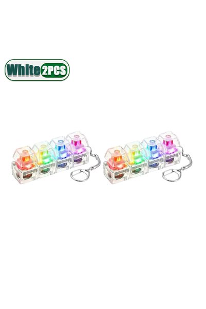 Choice White-2PCS Portable LED Light Up Keychain Fidget Toy Clickable Button ...