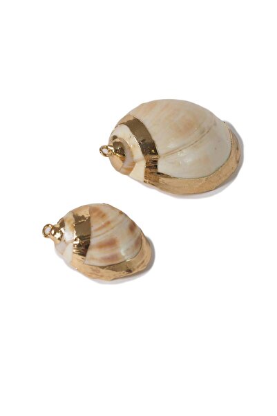 NO BRAND Κοχύλι Conch λευκό-φυσικό επίχρυσο φυσικό ημιπολύτιμη κρεμαστό 30-35...