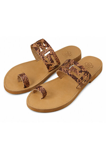 NO BRAND Σανδάλια δερμάτινα Snake Skin-φυσικό χρώμα 100% ελληνικής κατασκευής...