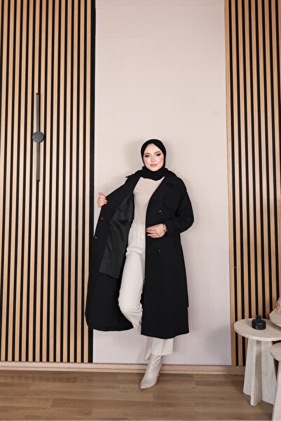 Vibeys Moda Keten Kumaş Su Geçirmez Astarlı Ve Kemerli Araboy Kadın Trençkot