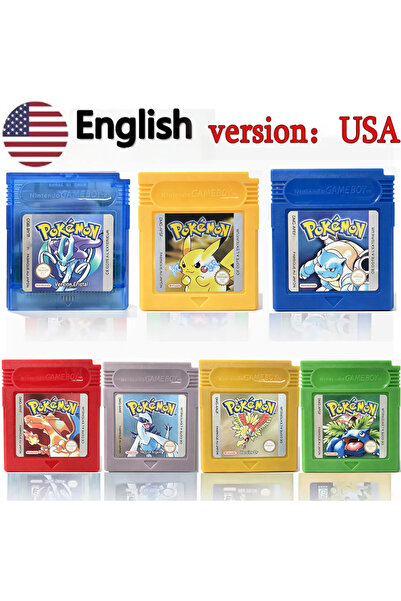 Choice USA-7 style HOT USA ESP FRA GBC Pokemon Cartridge Bundle Red/Blue/Crys...