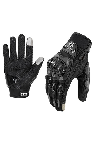 Choice M Black Summer Breathable Full Finger Motorcycle Gloves Non-slip Wear-...