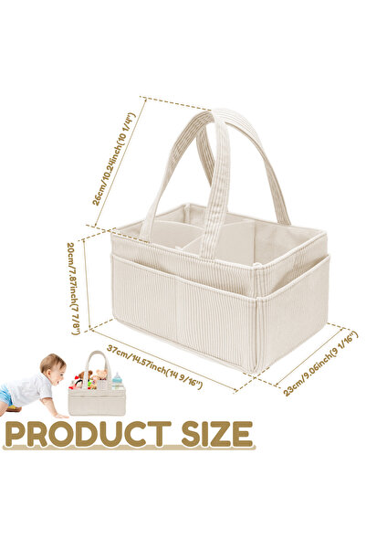 Choice Beige-1Pc Baby Diaper Caddy Organizer Corduroy Diaper Storage Basket w...