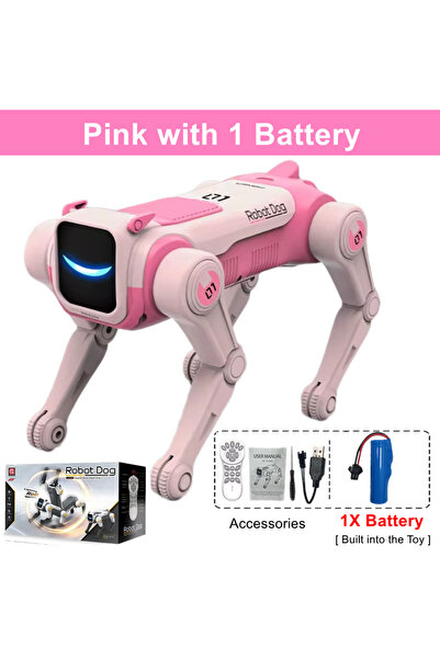 Choice Pink with 1 Battery RC Mechanical Dog Intelligent AI RC Robot Dog Voic...