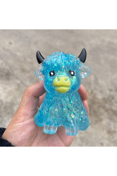 Choice 1pc-blue Cute Maltose Squishy Glitter Highland Cow Squeeze Toys Soft A...