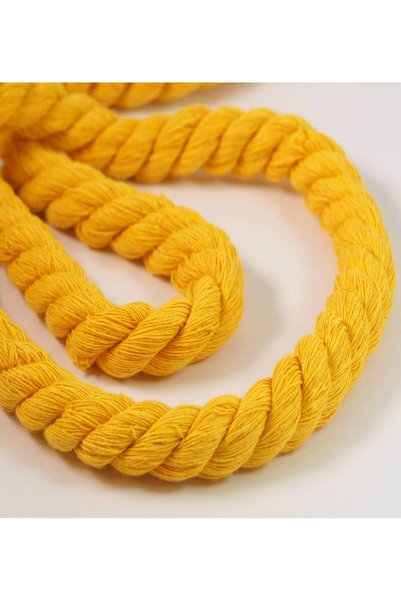 NO BRAND Στριφτό τρίκλωνο βαμβακερό κορδόνι 12mm/5 μέτρα - Κίτρινο